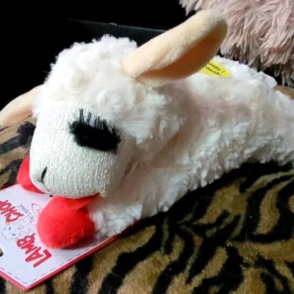 Multipet Plush Dog Toy, Lambchop, 10", White/Tan